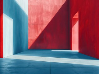 Poster - Red and blue minimalist style with clean lines and a modern flair.