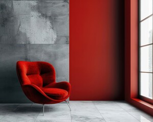 Poster - Red and grey minimalist design with clean lines
