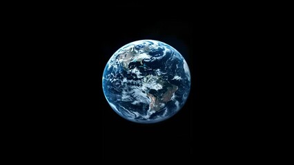 Poster - Realistic globe of Earth in outer space with black background. High-resolution space photography. Global representation and geography concept.