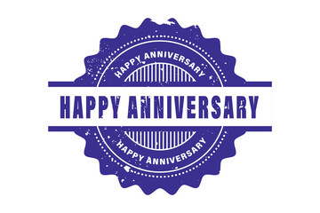 Grunge Blue happy anniversary word round rubber seal stamp