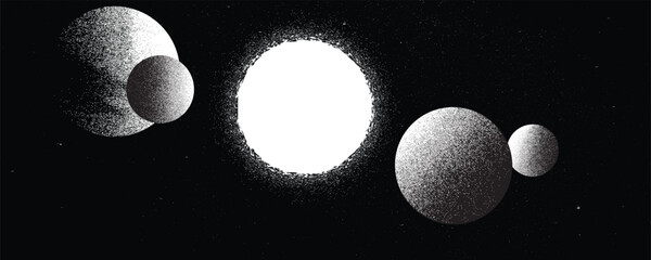 Wall Mural - stars and exoplanet in outer space. futuristic landscape, with noise texture . night landscape with 