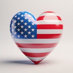 United States American Flag 3d Heart