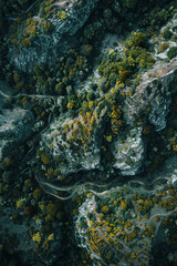 Poster - Stunning Aerial Photo of Lush Green, rocky Mountain Peak