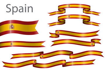 set of flag ribbon with colors of spain for independence day celebration decoration