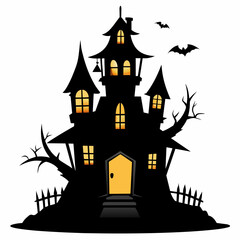 Wall Mural - halloween castle with moon