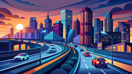 Wall Mural - traffic at night