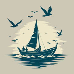 Wall Mural - sailing ship on the sea