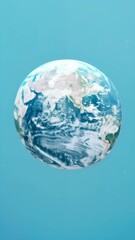Poster - illustration of Earth on a light blue background. Minimalistic space concept for design and print.