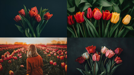 Wall Mural - red and yellow tulips in spring