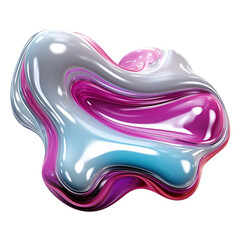 Poster - 3d chrome neon fluid form liquid metallic shape isolated on white and transparent background