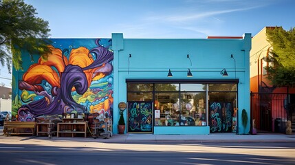 Wall Mural - Colorful graffiti on the exterior of a restaurant in San Diego, California.
