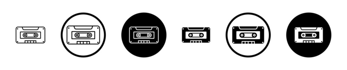 Wall Mural - Cassette tape icon set. vintage 80s music audio player cassette line icon. old stereo mixtape sign suitable for apps and websites UI designs.