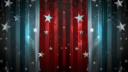 Sticker - Elegant and modern abstract with glossy stripes and stars, showcasing the colors of the USA flag for July 4th.