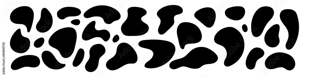 Organic black shape with fluid and irregular form. Abstract blob and ...
