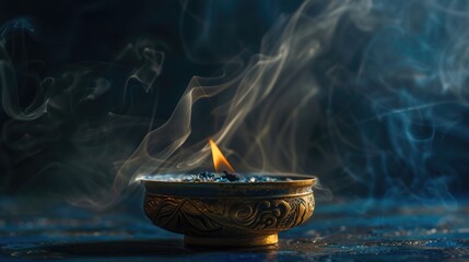 Poster - Incense smoke swirling against dark backdrop