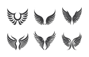 Wall Mural - Set of wings silhouette vector illustration