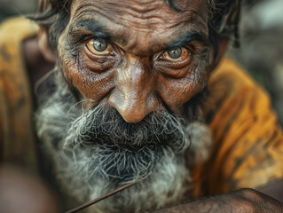 Canvas Print - poor man on a street in india