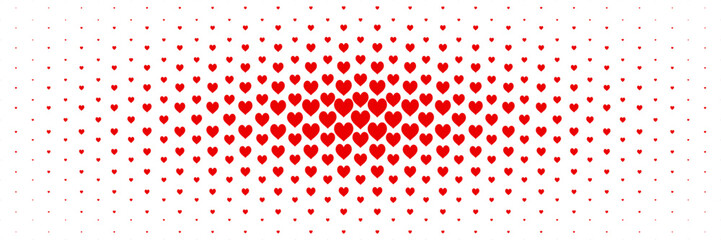 Poster - horizontal red heart spreading from center design for pattern and background.