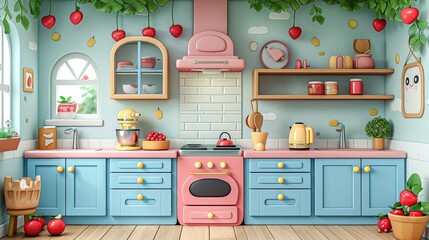 Playful and Simple Line Art for Kindergarten and Kitchen Play, Vector Illustration on White Background