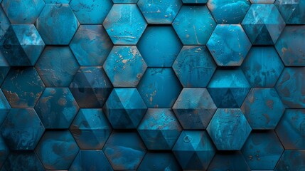 Wall Mural - Blue Textured Hexagonal Background background