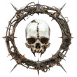 © Evil - Round Horror metal frame with skull and spikes on transparent background