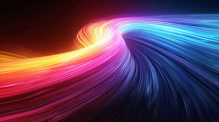 Wall Mural - Vibrant Abstract Light Trails in Neon Orange Pink Purple and Blue on Dark Background