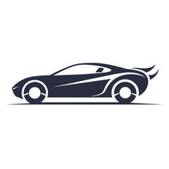 Poster - A sleek black silhouette of a sports car with a simple design, utilizing negative space to create a unique and elegant logo, A simple and elegant logo utilizing negative space to create a car shape