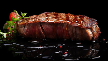 Wall Mural - Grilled steak with herbs and cherry tomato

