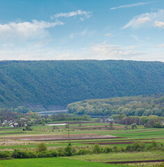 Wall Mural - Spring Dnister river and village