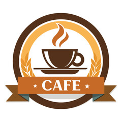 a logo design for a modern cafe featuring a coffee cup with steam and wheat stalks, design a logo fo