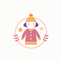 Poster - Minimalist Girl Child Logo Design Featuring A Simple Illustration of A Girl Wearing A Hat and Coat, Design a minimalist logo for a minimalist children's clothing brand that prioritizes comfort
