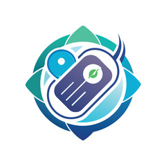 Poster - Minimalist Health Tracking App Logo Design With Blue, Green, and White Color Scheme, Develop a minimalist mark for a health tracking device