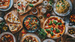 © kusum - Assorted italian food  pizza pasta at the table