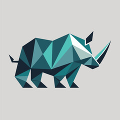 Sticker - A minimalist, abstract representation of a rhino formed using geometric shapes, Explore geometric shapes to create a unique minimalist logo of a rhinoceros