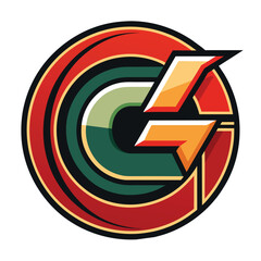 Poster - A circular logo with a stylized G letter and a yellow arrow, G alphabet letter vector symbol logo