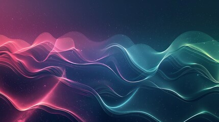 Sticker - An abstract design with a grainy gradient background featuring dark pink, blue, and green hues with glowing wave patterns. 