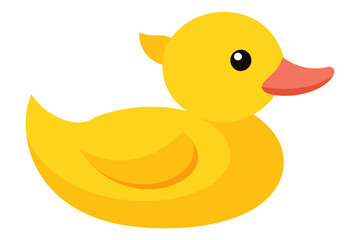 Wall Mural - Yellow rubber duck isolated on a white background. Bath toy duck. Concept of childhood, bath time, playful design. Print, icon, design element. Graphic art