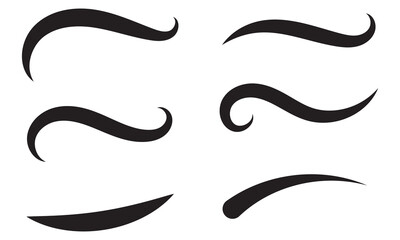 Fototapete - Calligraphic swoosh tail set, underline marker strockes. Sport logo typography elements. Texting letters tail for lettering or baseball club. Vector illustration