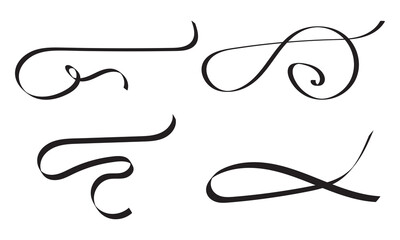 Fototapete - Swoosh and swash typography tails shape. Underline retro swoop wave line for athletic tshirt. Vector strockes set