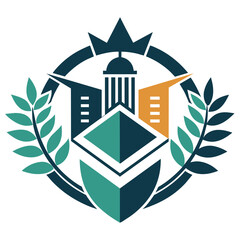 Poster - abstract geometric symbol representing trust and reliability with a compass design, symbolic represe