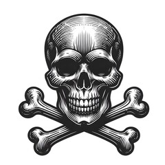 Skull and crossbones vector isolated on white background