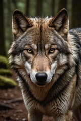  Wilderness Watcher: Wolf Looks Directly at the Camera in the Wild