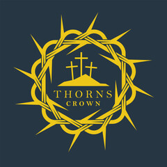 Sticker - gold crown of thorns image isolated on dark background