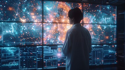 a high-definition, 8K visual of a researcher training a machine learning model on a supercomputer, highlighting the power and potential of AI in scientific advancements.
