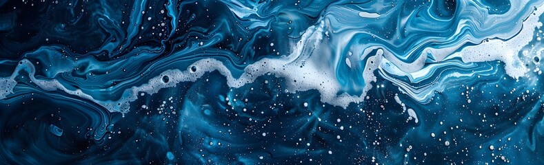 Wall Mural - Abstract art blue paint background with liquid fluid grunge texture