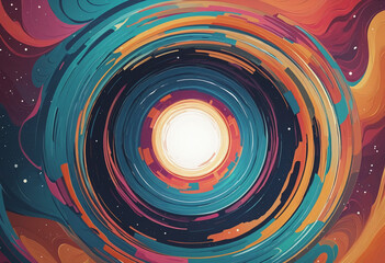 Wall Mural - Abstract vector shape generated by AI, creating a futuristic, colorful explosion against a celestial background