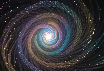 Wall Mural - whirling cosmic vortex of shimmering colors in a surreal galaxy