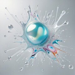 Wall Mural - futuristic generative ai design with copy space featuring transparent bubbles and splashes in a whit