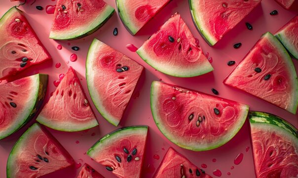 Freshly cut watermelon slices