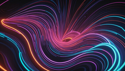 Wall Mural - vibrant three-dimensional neon wallpaper with futuristic rainbow spectrum and glowing energy beams
